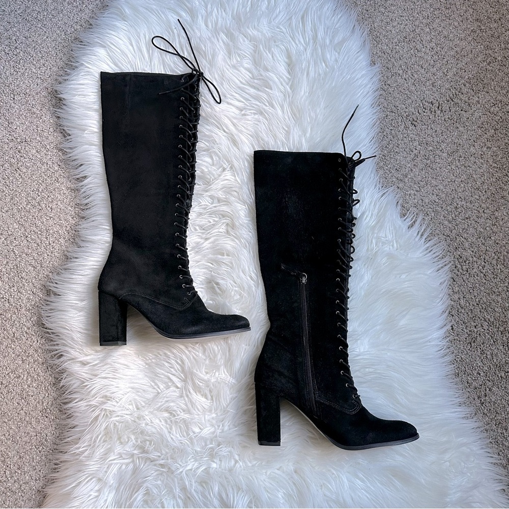 NEW Matisse Duchess Women’s Lace Up Knee Suede Black Boots Size 9
